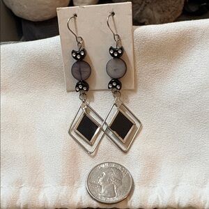 Black and Silver Geometric Earrings MAKE ME AN OFFER!